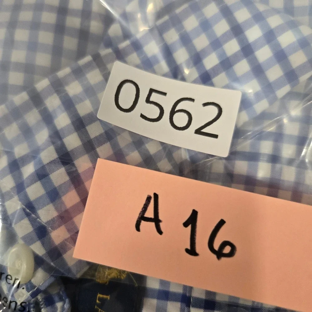 Ralph Lauren Performance Blue Gingham Check Button Down Shirt Boys XL‎